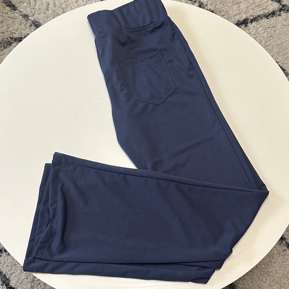 Navy Pull-On Ponte Pants